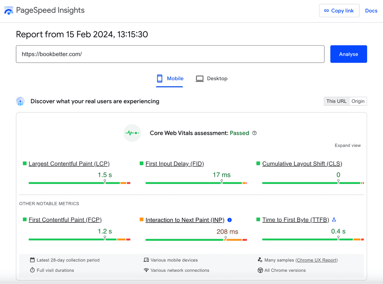 INP and PageSpeed Insights