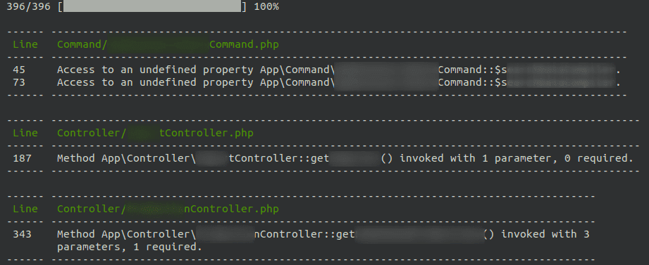 PHPStan analysis results