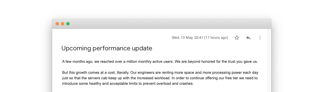 Performance update email