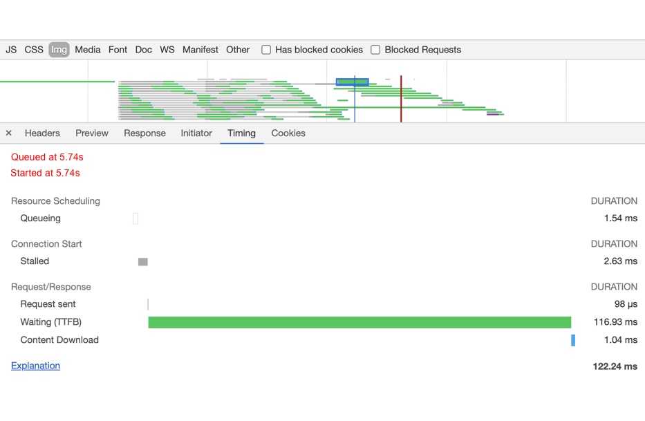 Chrome Developer tools - network - timing